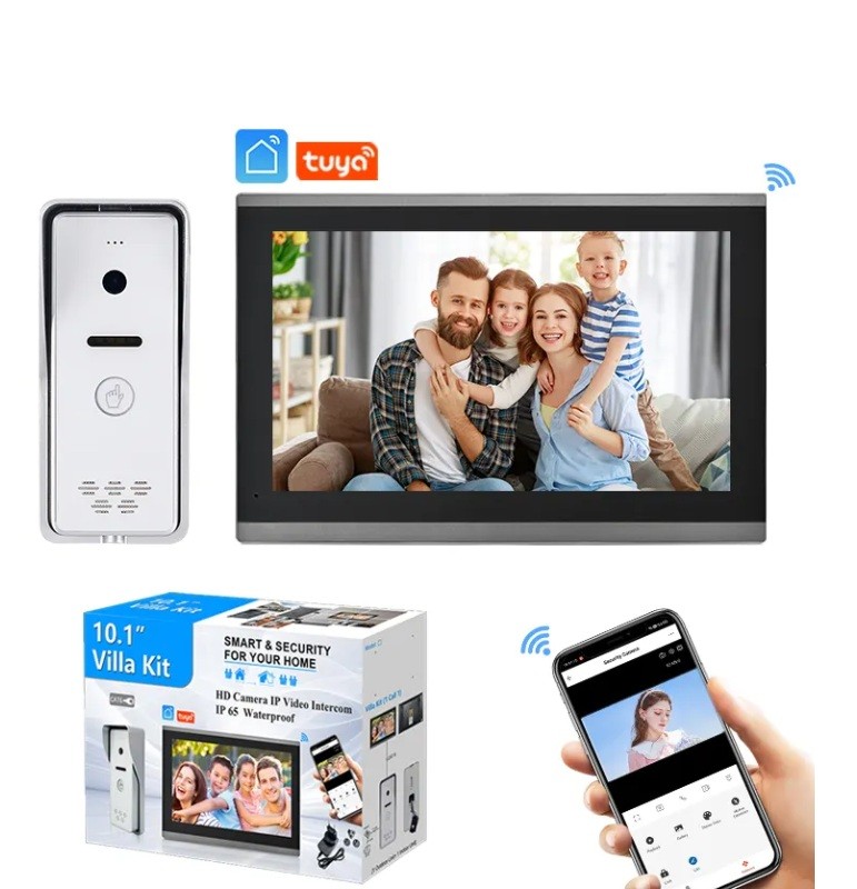 10.1 inç WiFi TUYA Video interkom Villa tipi Görüntülü diafon Intercom 