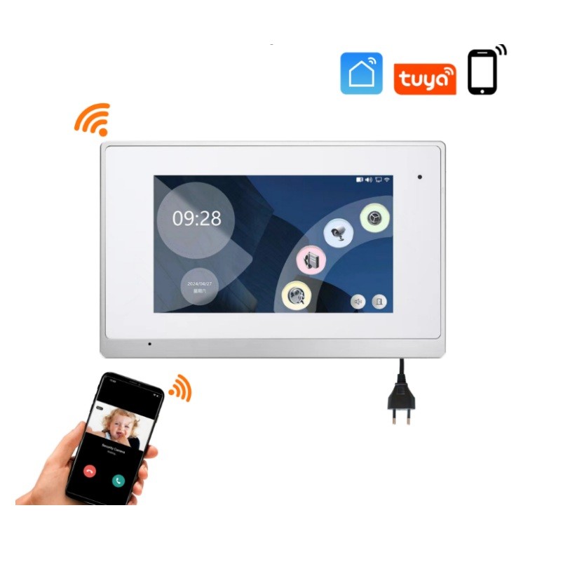 Wifi Tuya Video interkom 4 adet 7 inç ekranlı Görüntülü diafon Intercom 