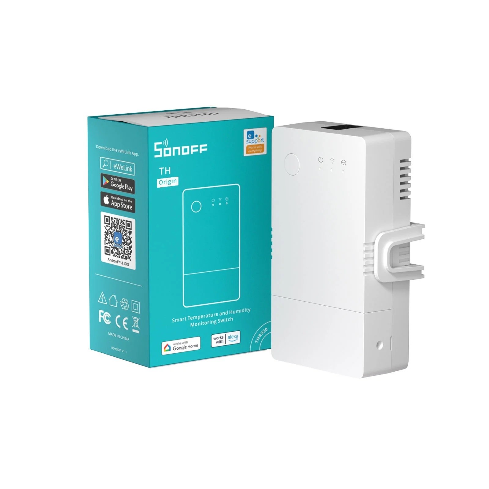 SONOFF TH ORIGIN 20AH Wifi Sıcaklık ve Nem Takip Rölesi
