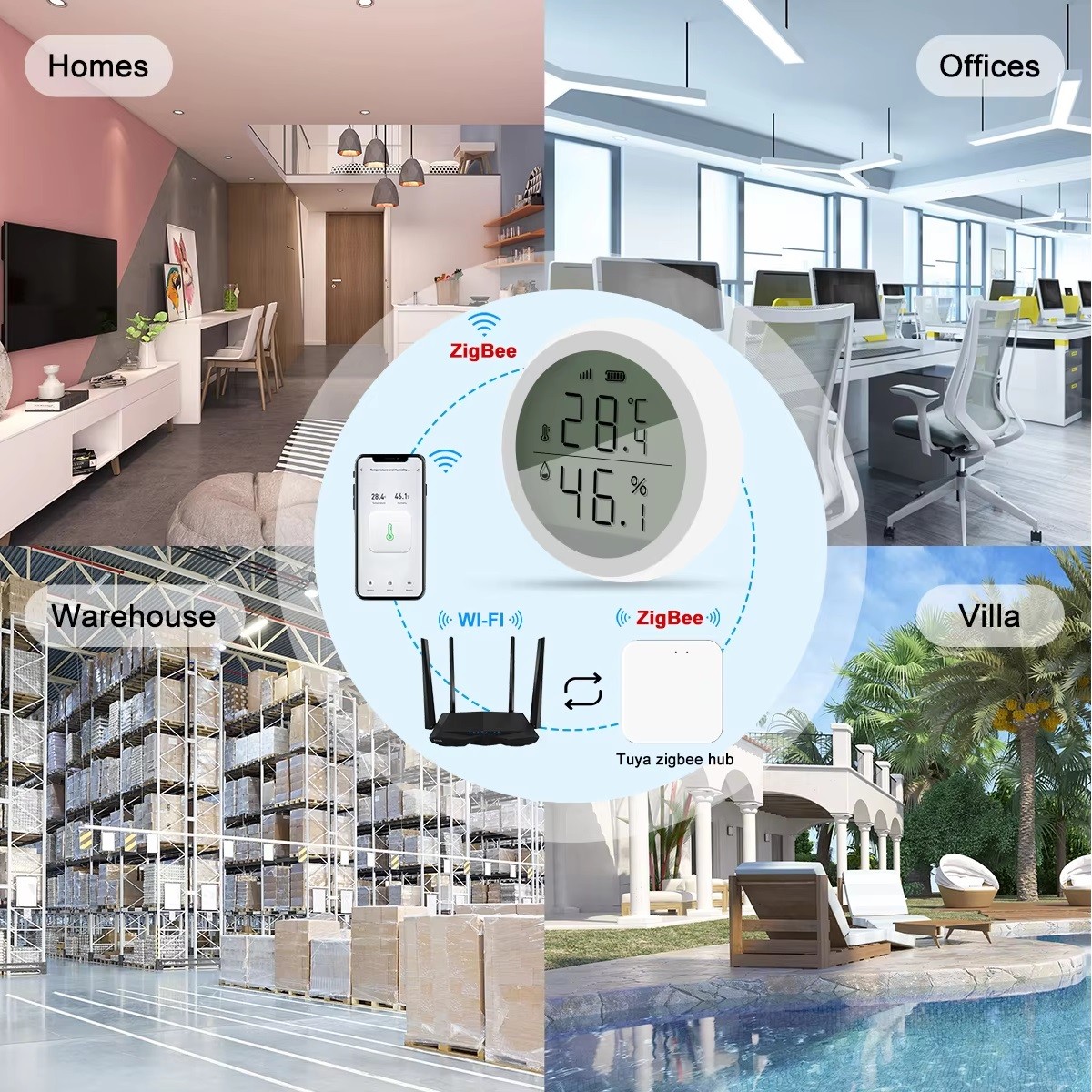 Tuya Zigbee akıllı sıcaklık ve nem sensörü XENON SMART