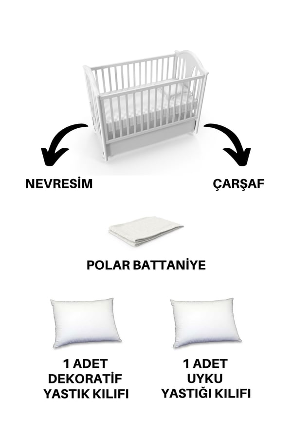 Venüs 5 Parça Polar Battaniyeli Pamuk Bebek Nevresim Takımı Sarı