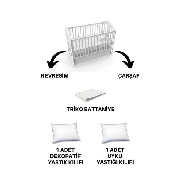 Meva 5 Parça Triko Battaniyeli %100 Pamuk Bebek Nevresim Takımı Pudra