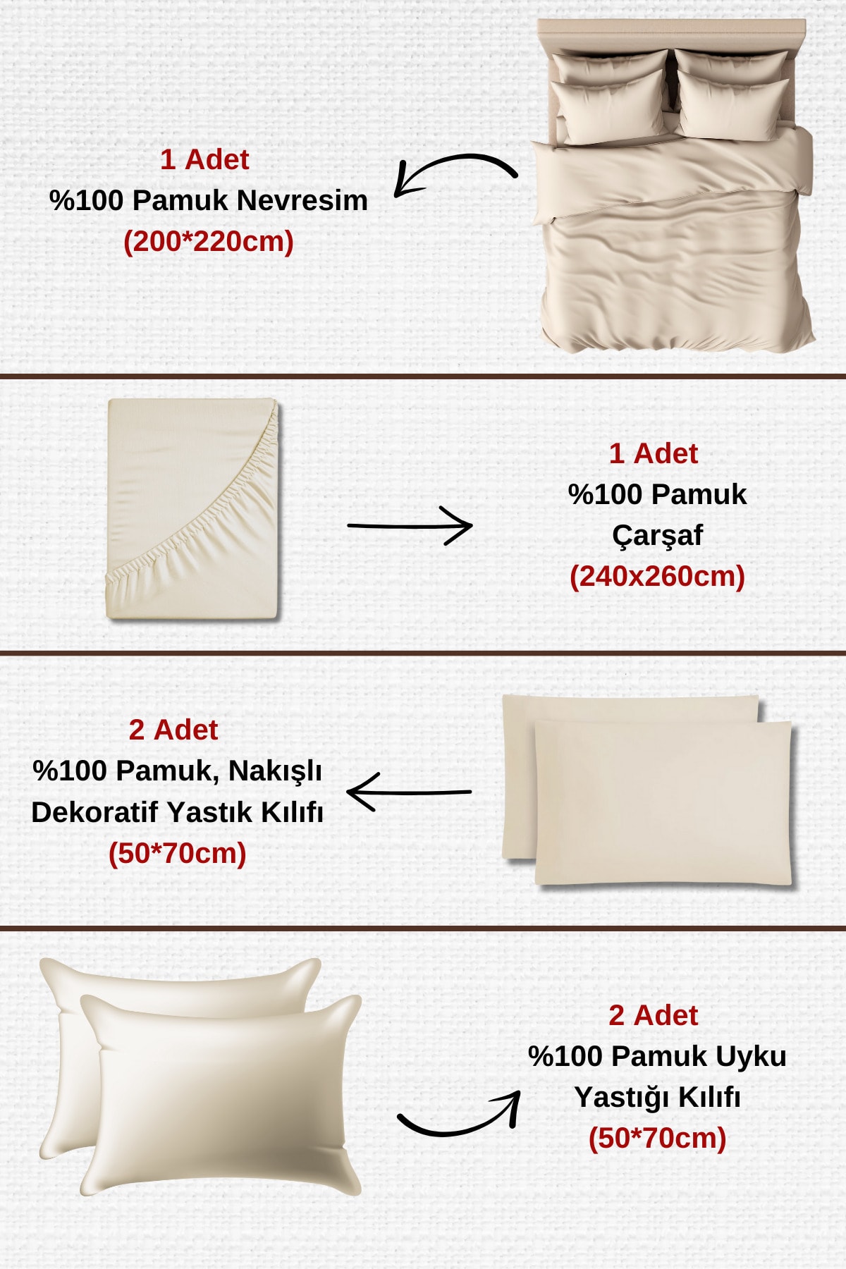 6 Parça %100 Pamuk Modern Çiçek Nakışlı Çift Kişilik Nevresim Takımı
