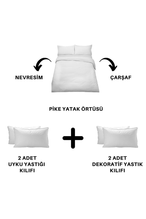 Amazon 7 Parça Pike Yatak Örtülü Fil Desenli Pamuk Fırfırlı Nevresim Takımı Bej