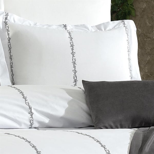 Elisa 8 Parça Boydan Boya Mercan Desen Nakışlı Gri Çift Kişilik Nevresim Takımı