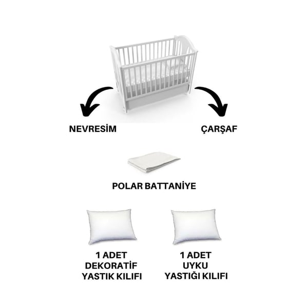 Dalya 5 Parça Dantelli Polar Battaniyeli Pamuk Bebek Nevresim Takımı Pembe