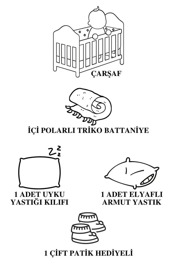 Lilya 4 Parça Patik Hediyeli %100 Pamuk Triko Battaniyeli ve Armut Yastıklı Bebek Uyku Seti Bej