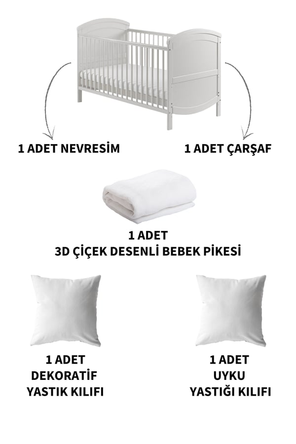 Cemre 5 Parça %100 Pamuk, 3D Çiçek Ve Kuş Desenli Pembe Bebek Nevresim Takımı