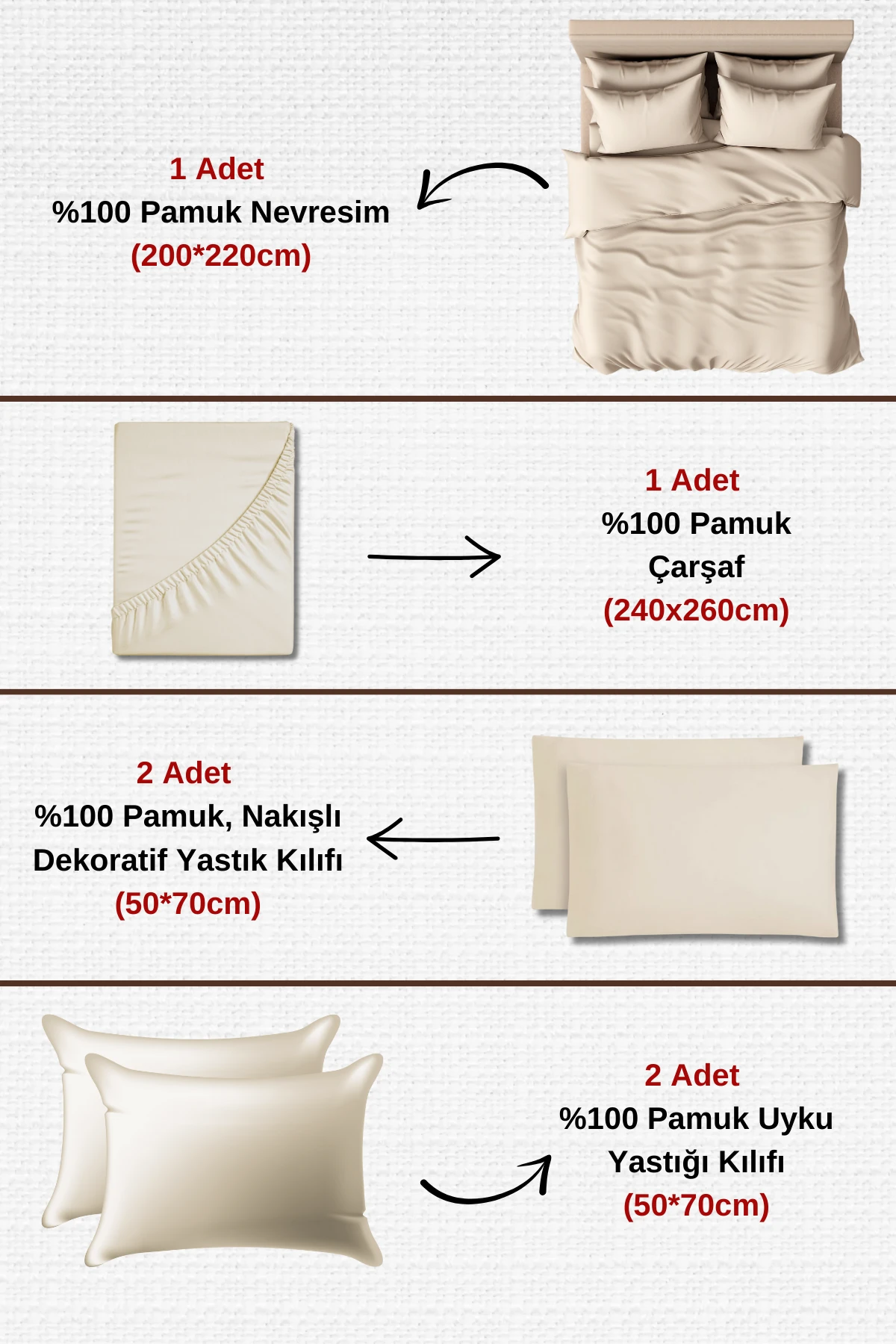 6 Parça %100 Pamuk Modern Çiçek Nakışlı Çift Kişilik Nevresim Takımı Gri