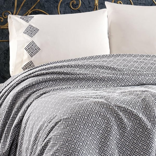 Meriç 4 Parça Pamuklu Çift Kişilik Koton Pike Seti Antrasit