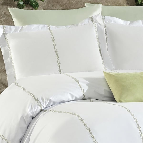 Elisa 8 Parça Boydan Boya Mercan Desen Nakışlı Yeşil Çift Kişilik Nevresim Takımı