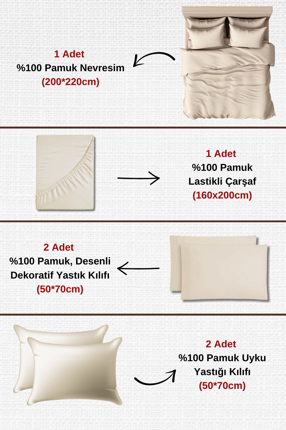 6 Parça %100 Pamuk Çarşafı Lastikli Pastel Çift Kişilik Nevresim Takımı - Çift Renkli Nevresim Seti