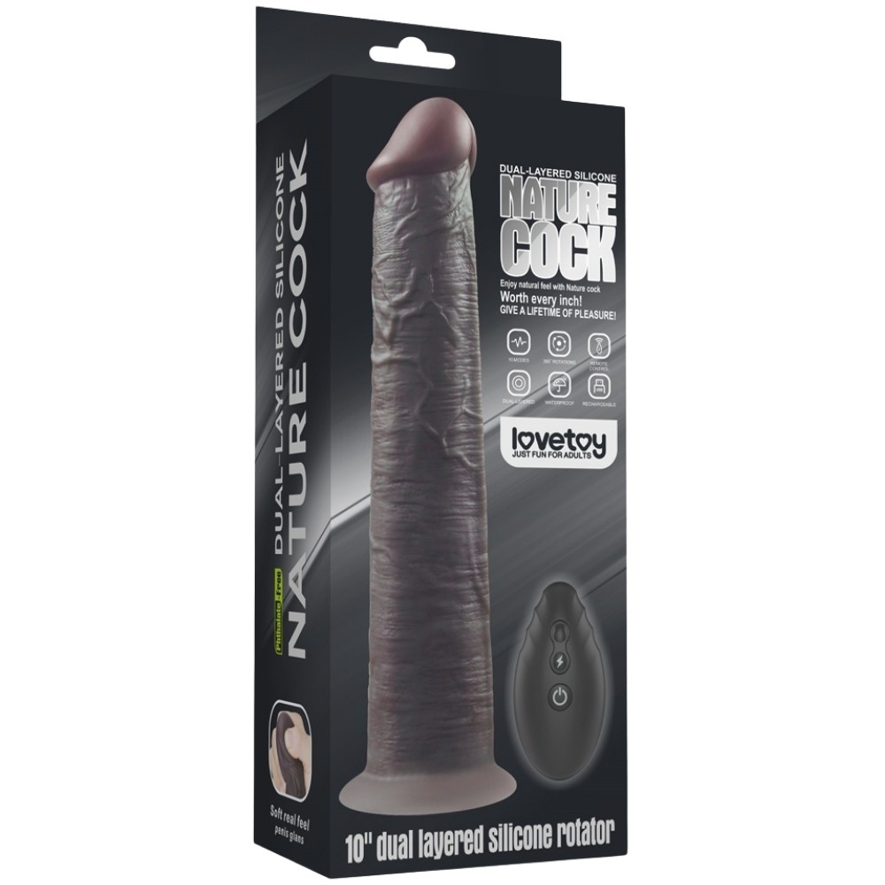 Lovetoy Dual Layered Platinum Silicone Black 25.3 Cm Titreşimli Realistik Penis