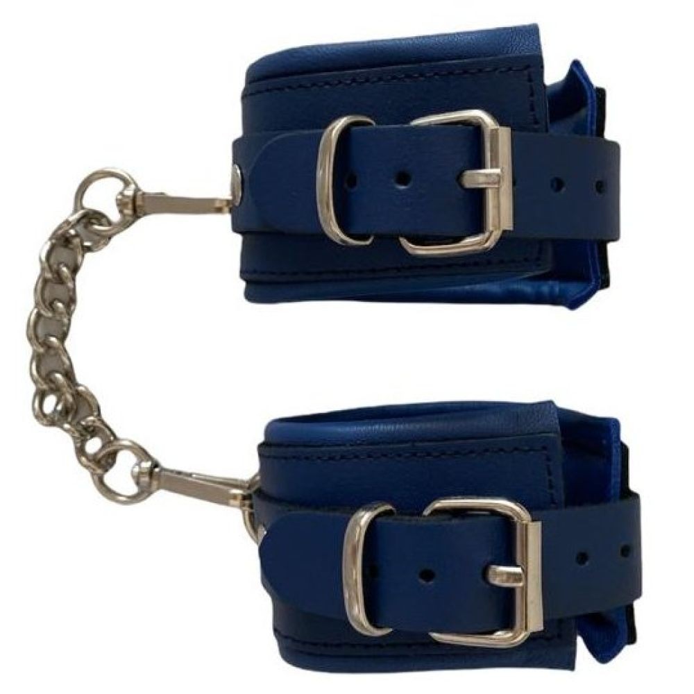 Erox Fetish Dreams Dark Blue Fetish Leather Handcuffs Set 3 lü