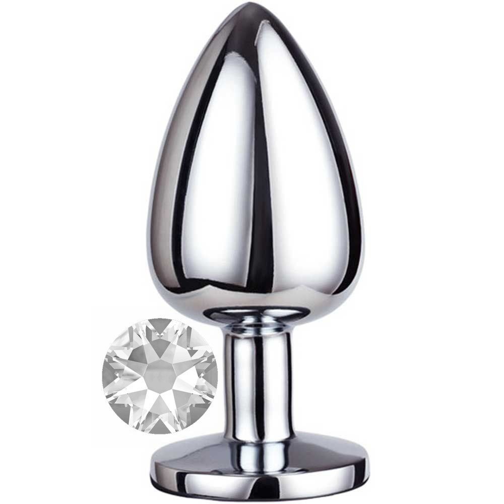 Erox Luxury Silver Beyaz Taşlı Büyük Metal Anal Plug