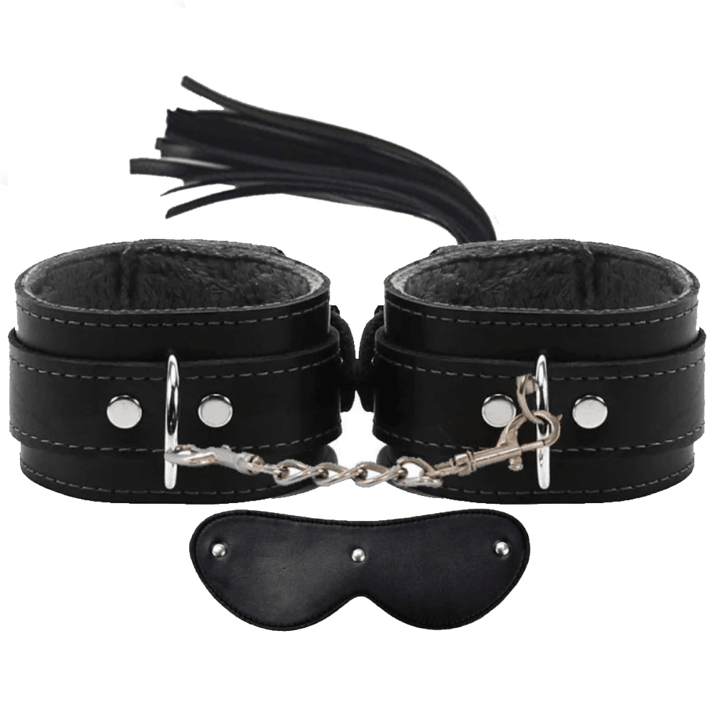 Erox Fetish Fantasy Series Cuffs 3 Pcs. Deri Fetiş Pozisyon Kelepçe Seti-Siyah