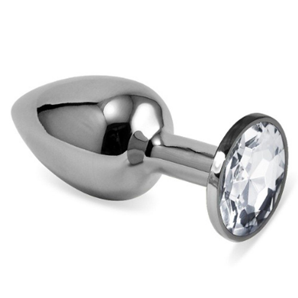 Erox Luxury Silver Beyaz Taşlı Büyük Metal Anal Plug