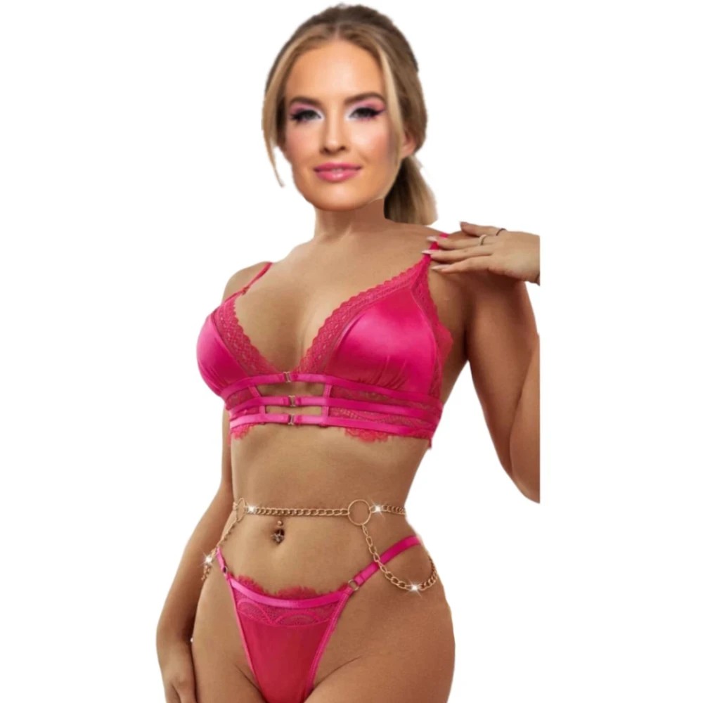 Erox Fantasy New Dreams Zincirli Sütyen Külot Takımı - Pink