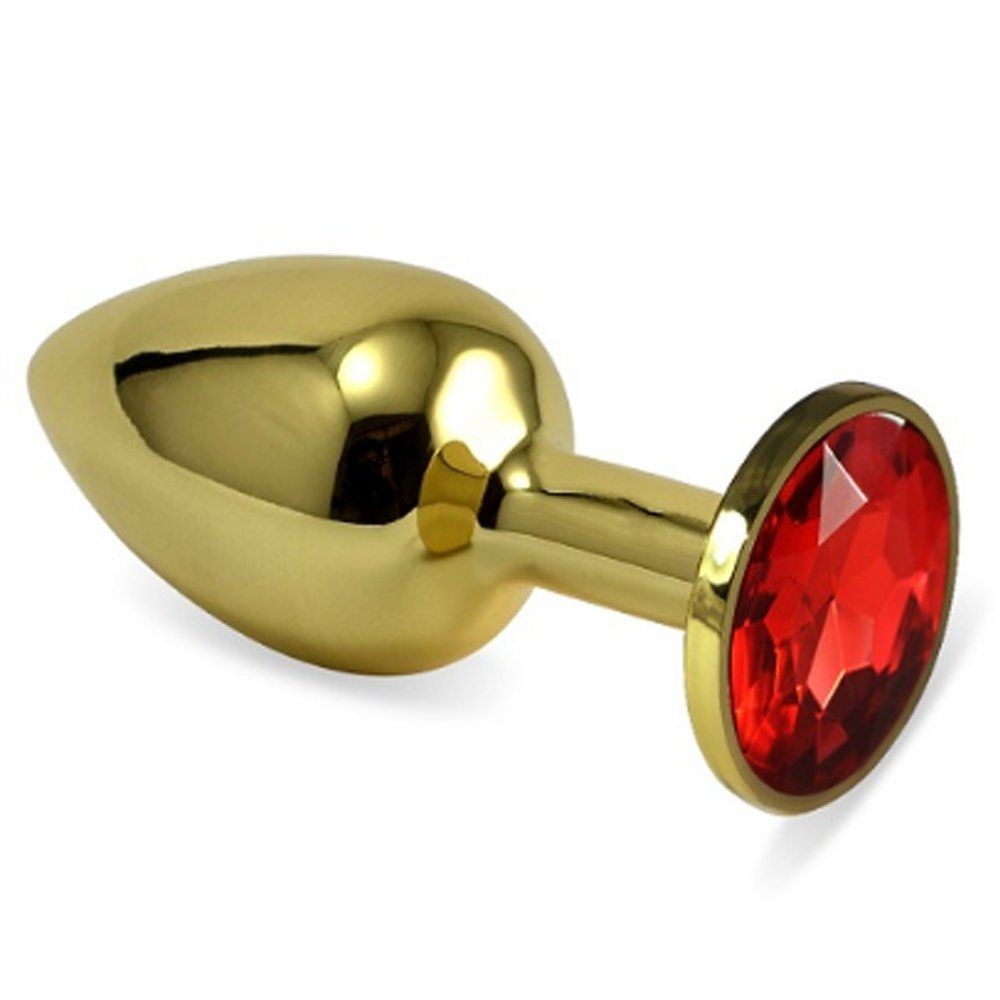 Erox Gold Small Kırmızı Kristal Taşlı Metal Anal Plug