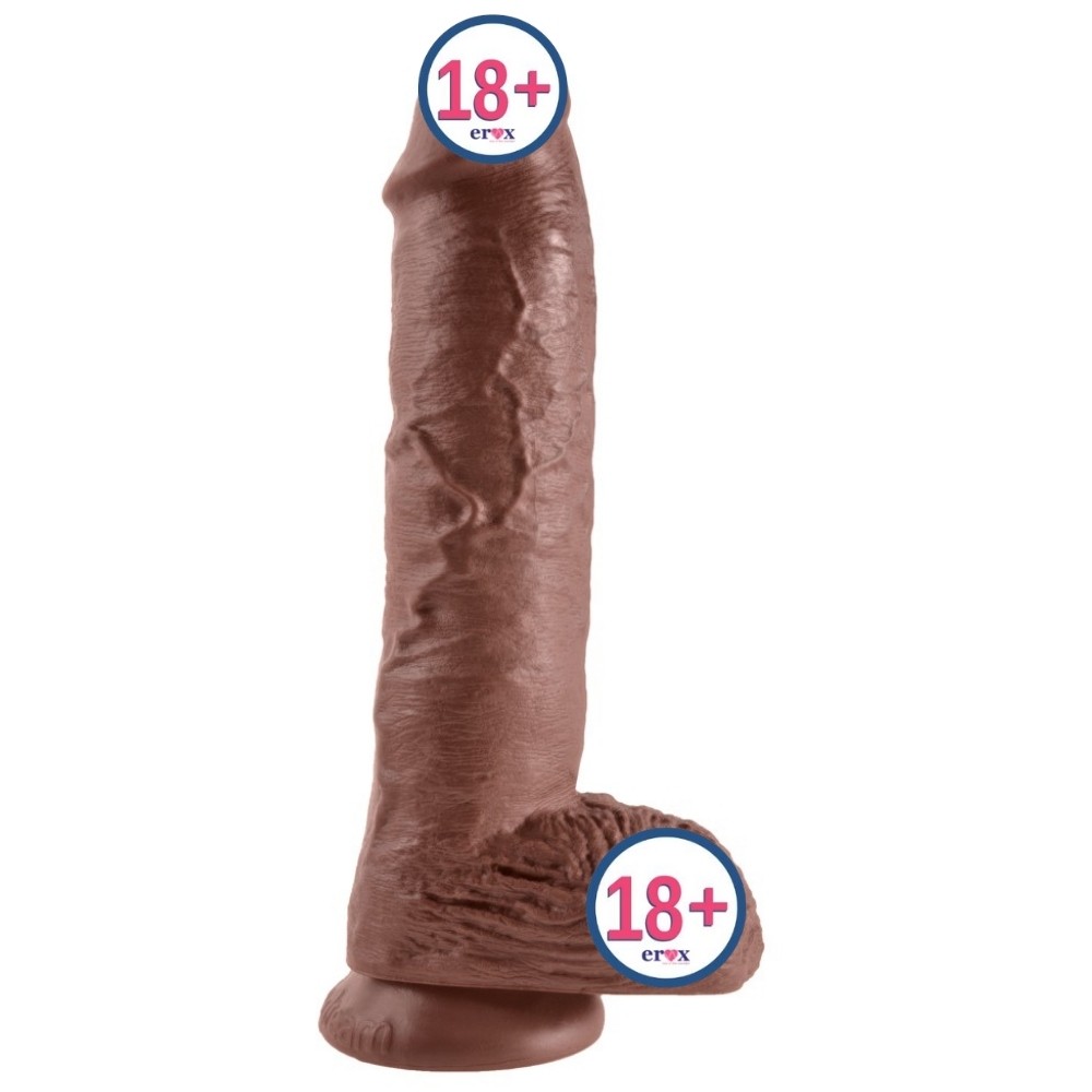 Pipedream King Cock 10 Inch Cock With Balls Realistik Penis - Brown
