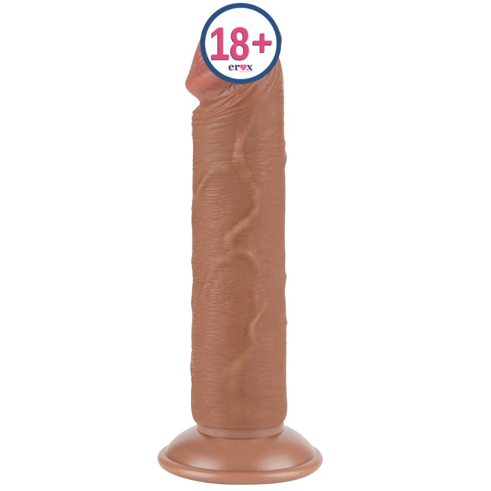 Lovetoy Sliding Skin Dual Layer Dong Brown 20 Cm Testissiz Realistik Penis