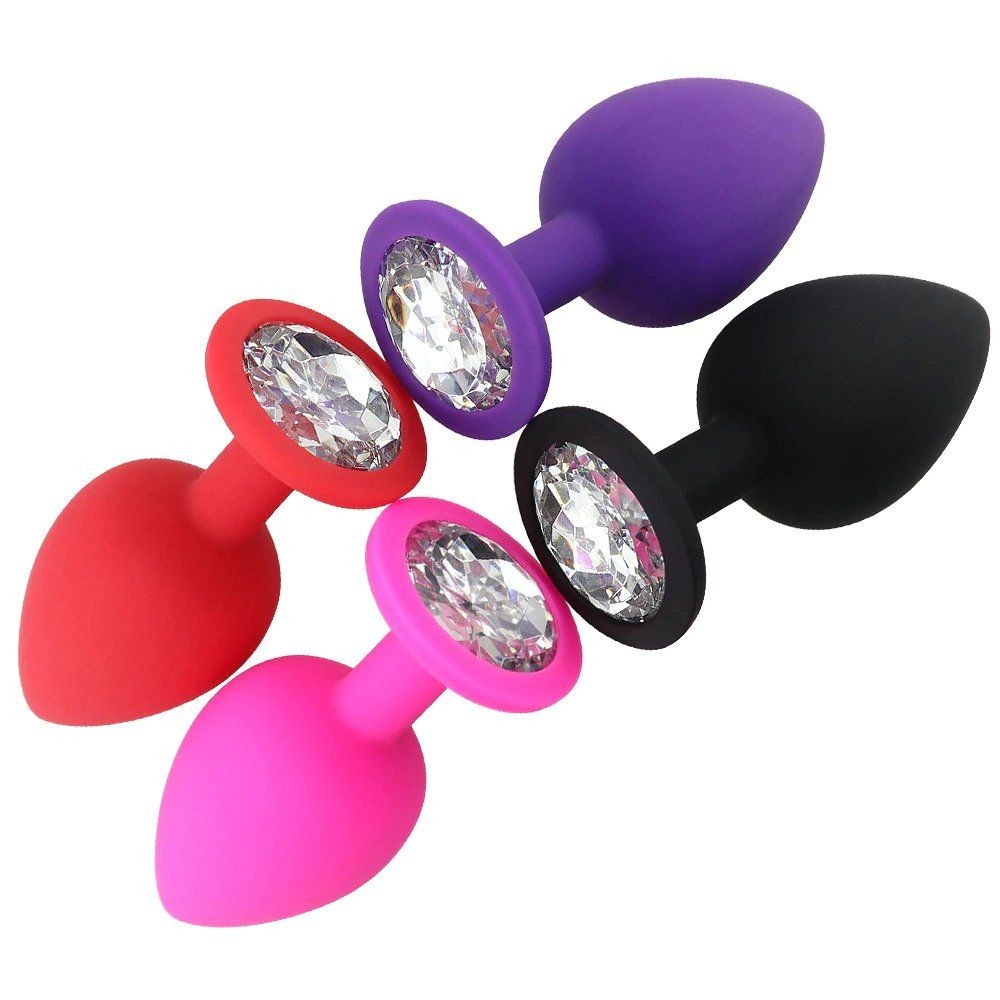 Erox Safe Body Black Silicone Large Mavi Taşlı Silikon Anal Plug