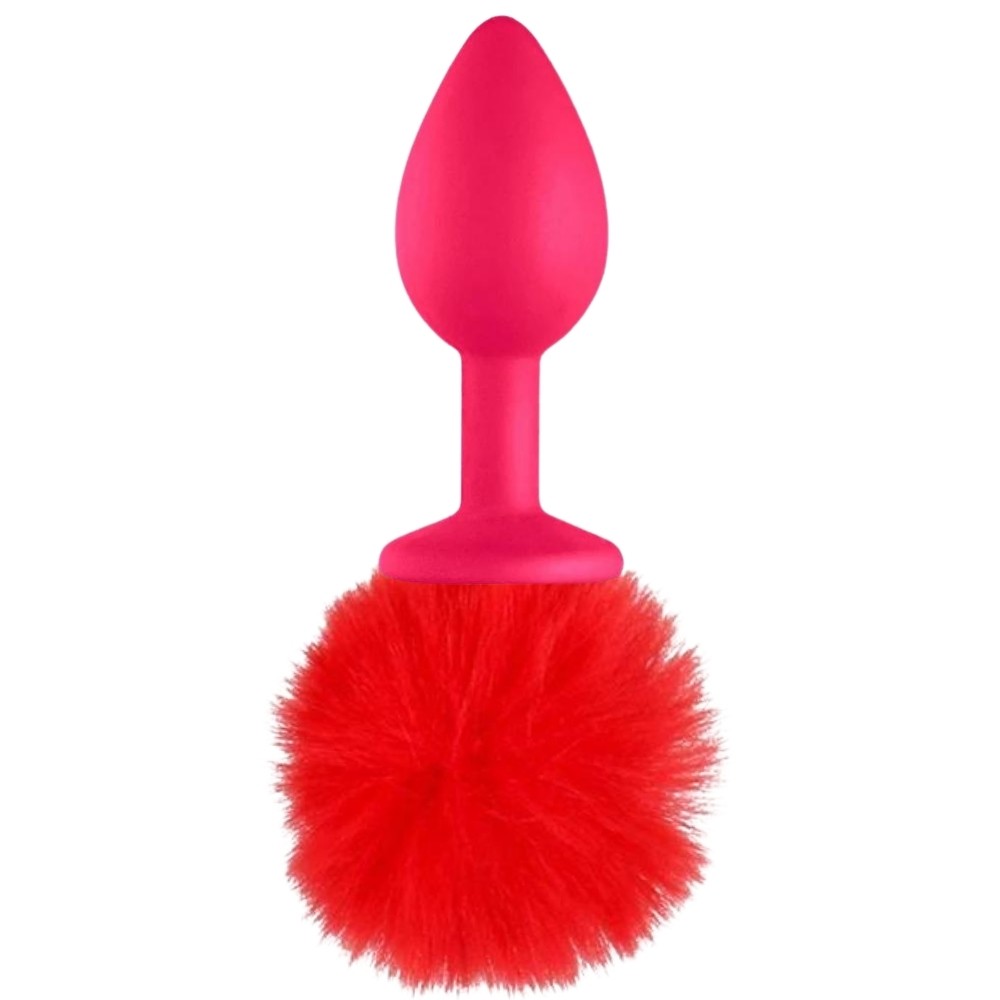 Erox Luxury Pink Silicone Bunny Tail Red Kuyruklu Anal Plug