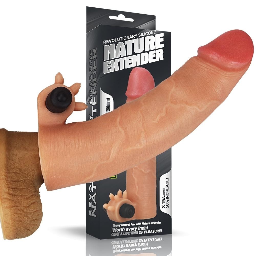 Lovetoy Nature Extender Doğal Et Dokulu Titreşimli Penis Kılıfı 