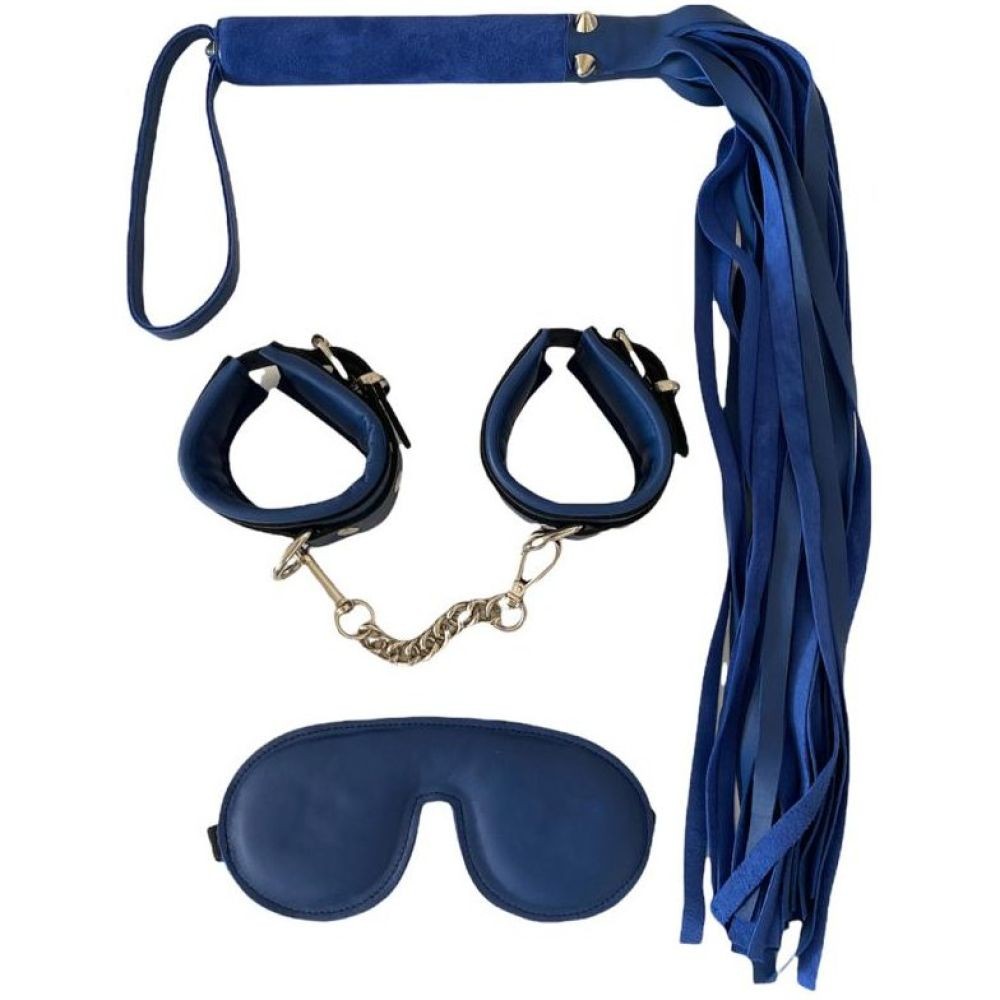 Erox Fetish Dreams Dark Blue Fetish Leather Handcuffs Set 3 lü