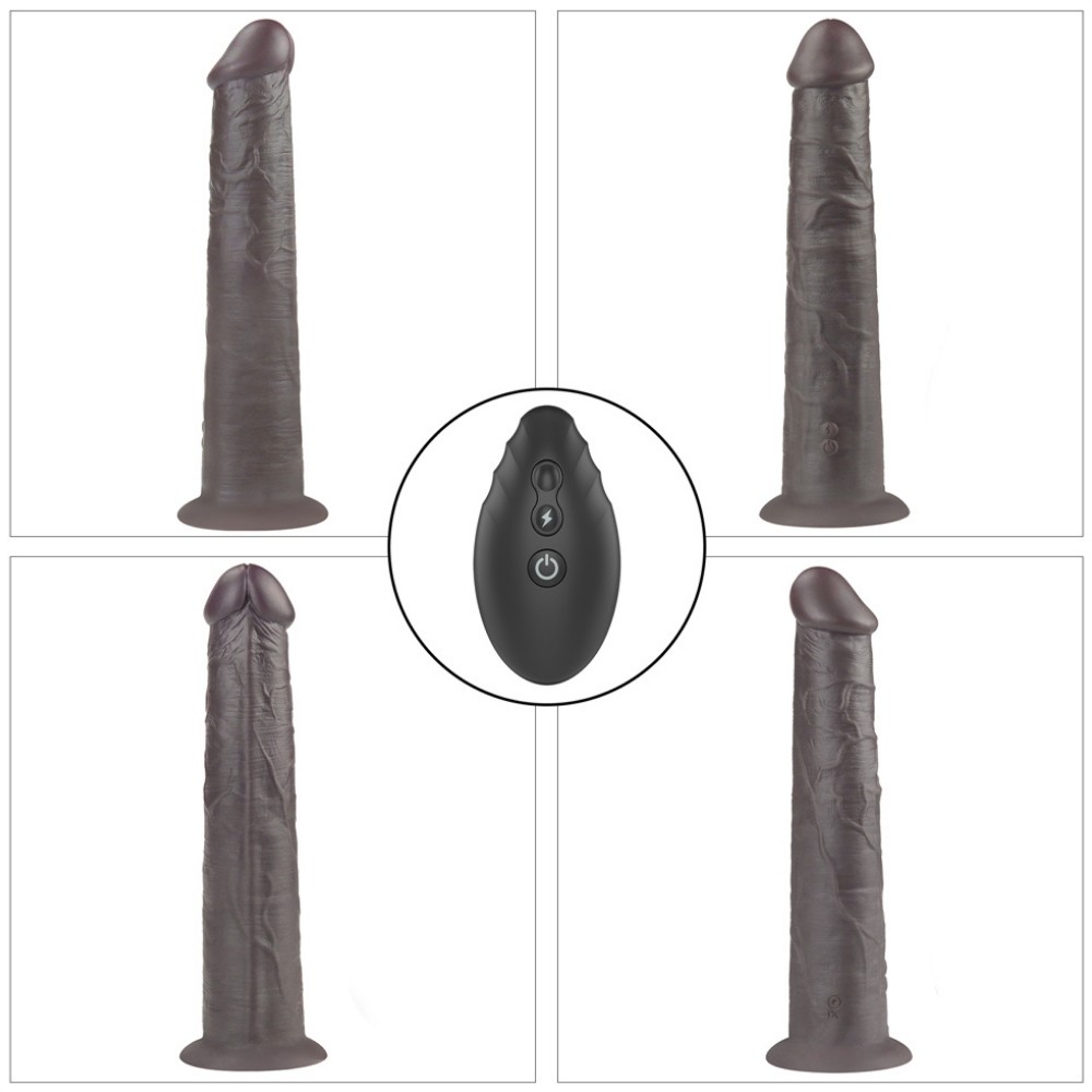 Lovetoy Dual Layered Platinum Silicone Black 25.3 Cm Titreşimli Realistik Penis