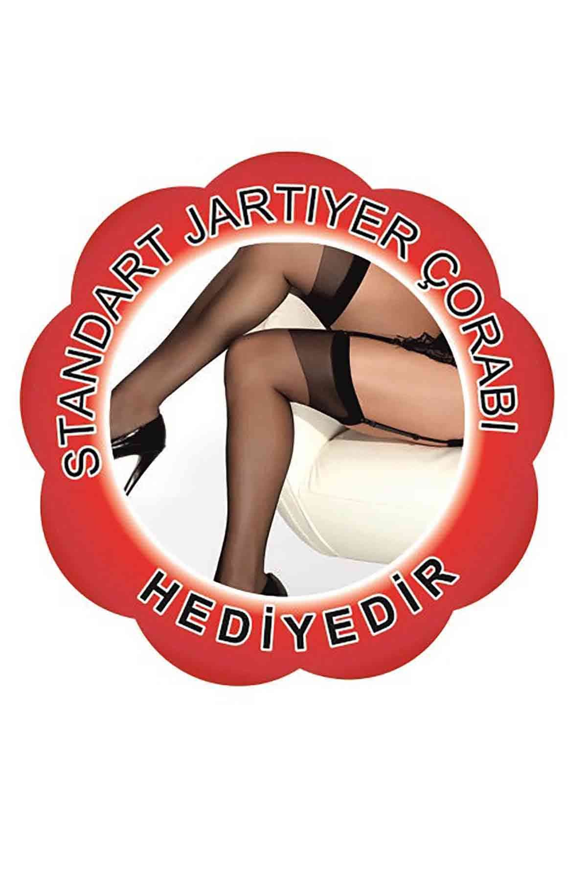 Merry See Deri File Seksi iç giyim Jartiyer Takım