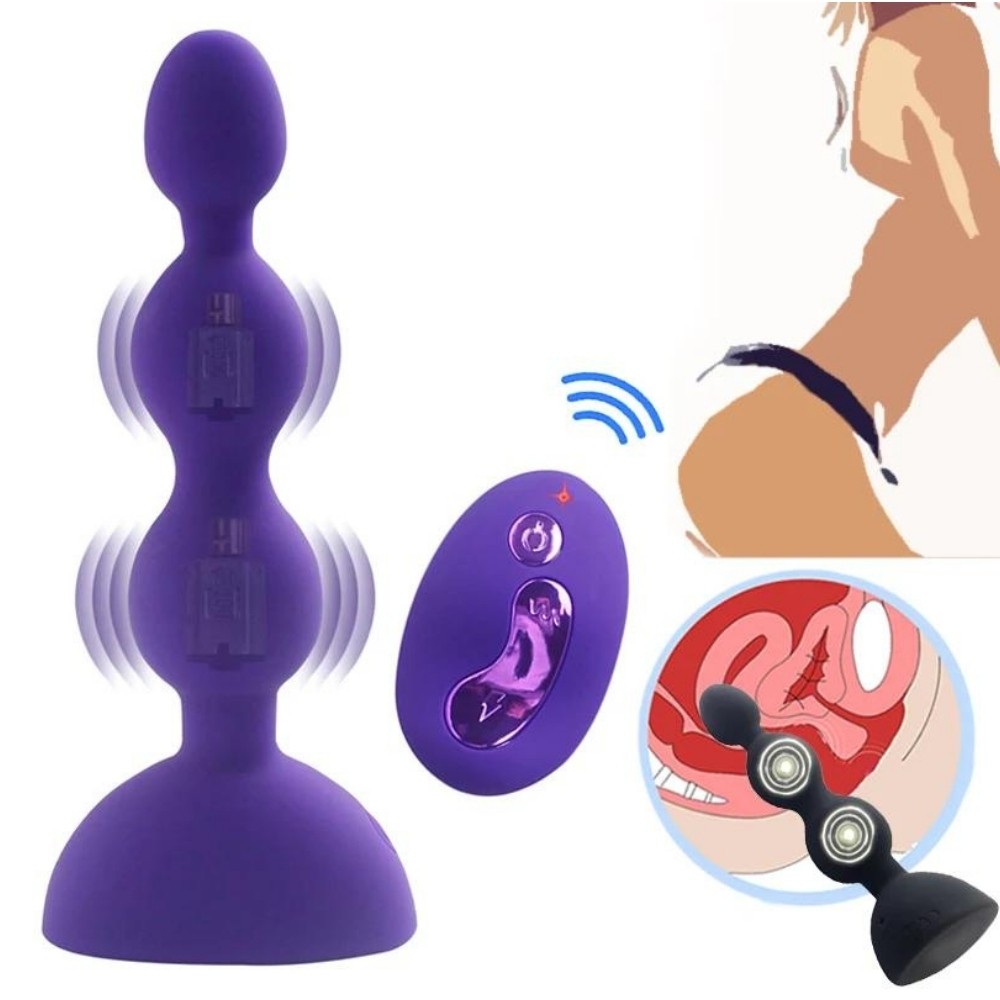 Aphrodisia Silicone Beads Uzaktan Kumandalı Boncuklu Mor Anal Vibratör