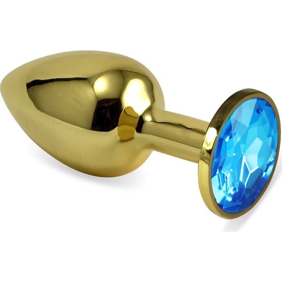 Erox Gold Large Mavi Kristal Taşlı Metal Anal Plug
