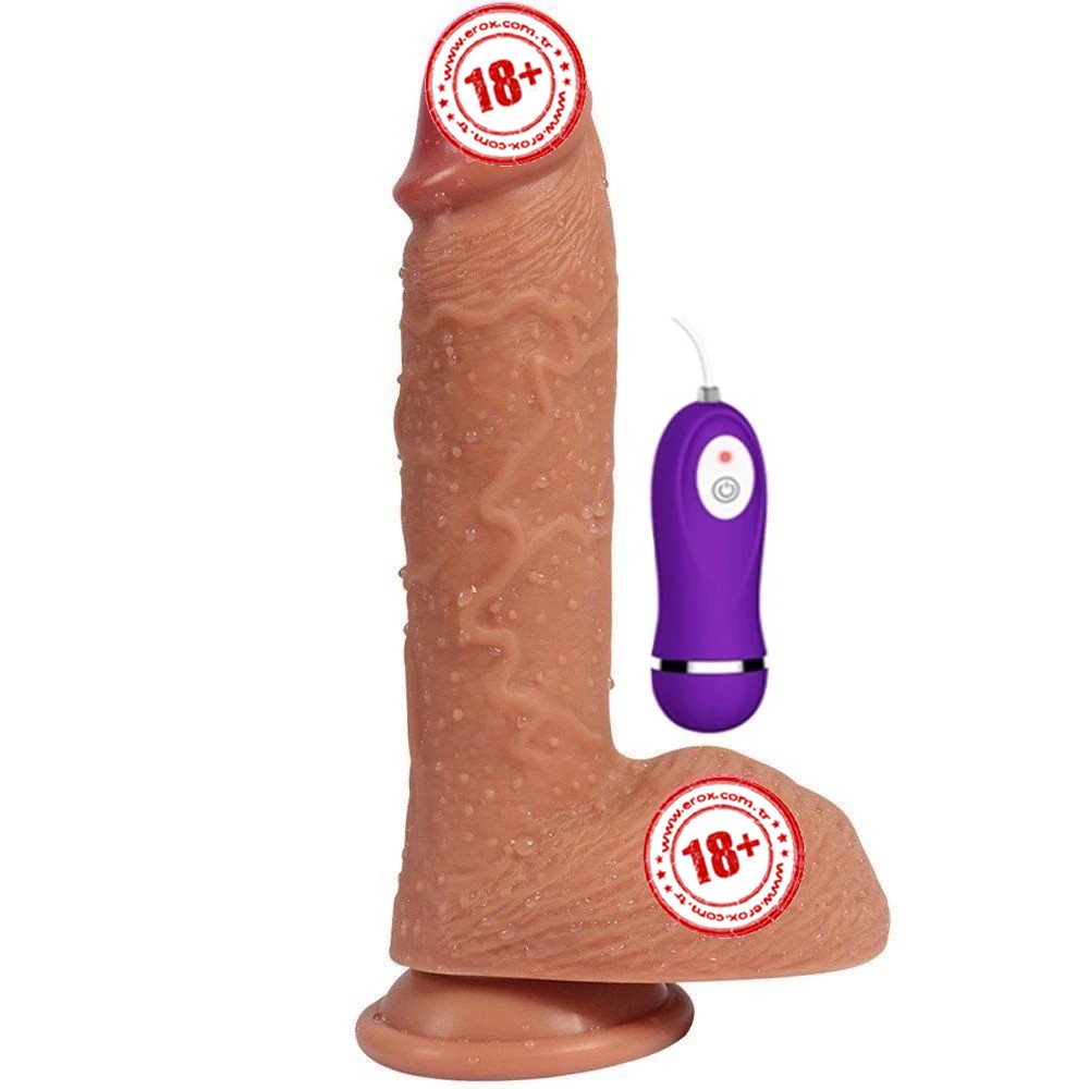 Shequ Dildo Series Buru Çift Katmanlı 22 Cm Titreşimli Realistik Penis