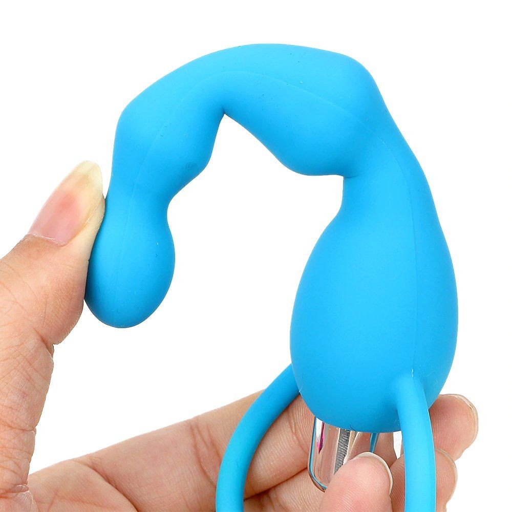 Anal Plug Boğumlu Titreşimli Medikal Silikon Mavi Anal Vibratör