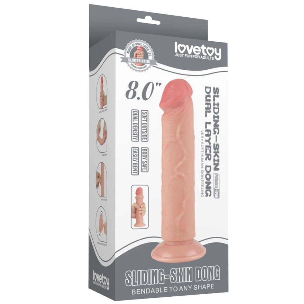 Lovetoy Sliding Skin Dual Layer 20 Cm Testissiz Realistik Penis