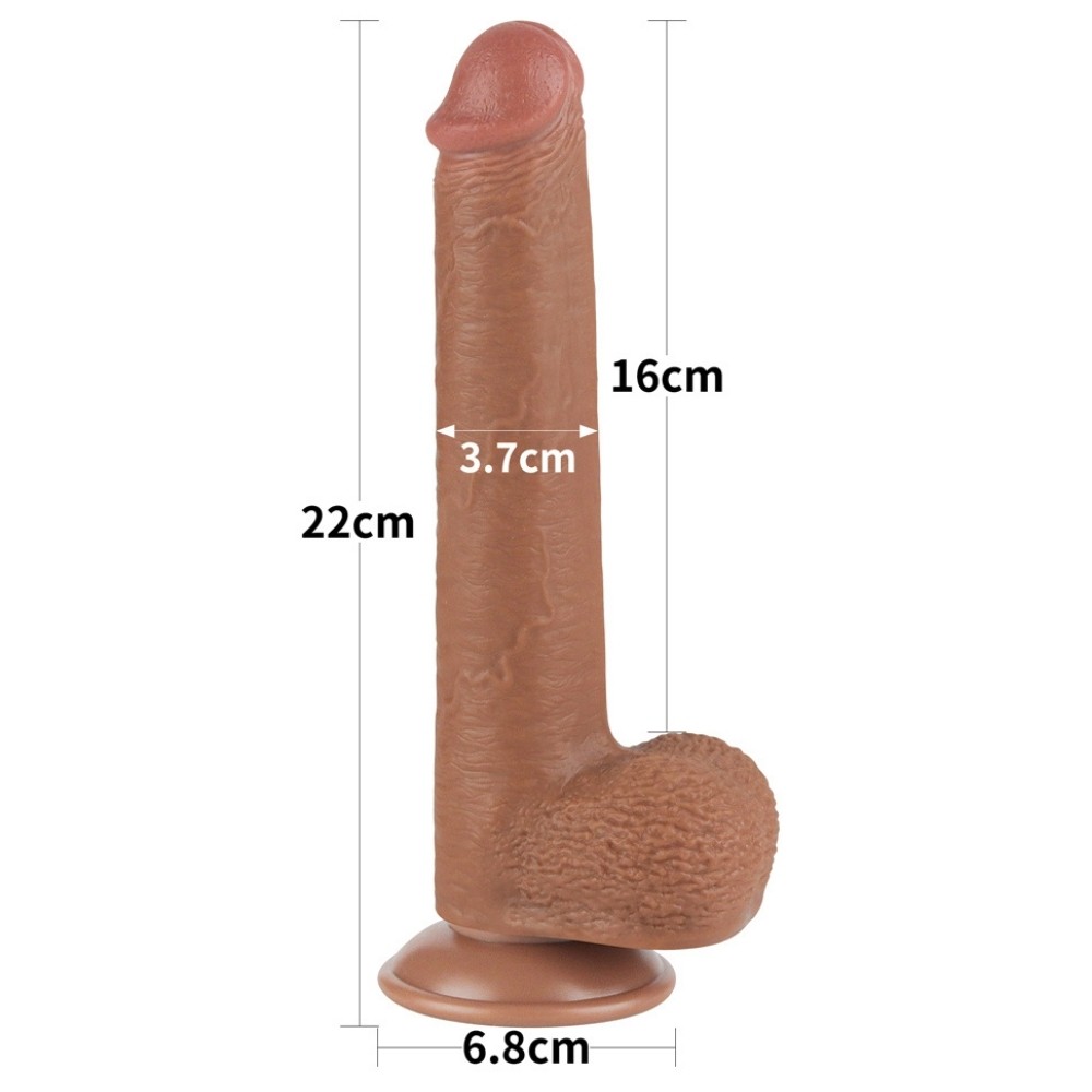 Lovetoy Sliding Skin Dual Layer Dong Brown 22 Cm Realistik Penis