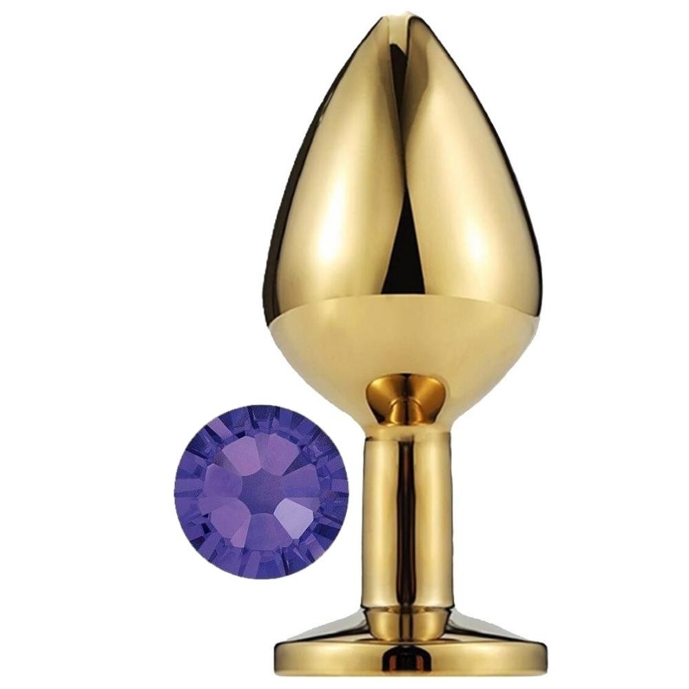 Erox Gold Medium Mor Kristal Taşlı Metal Anal Plug