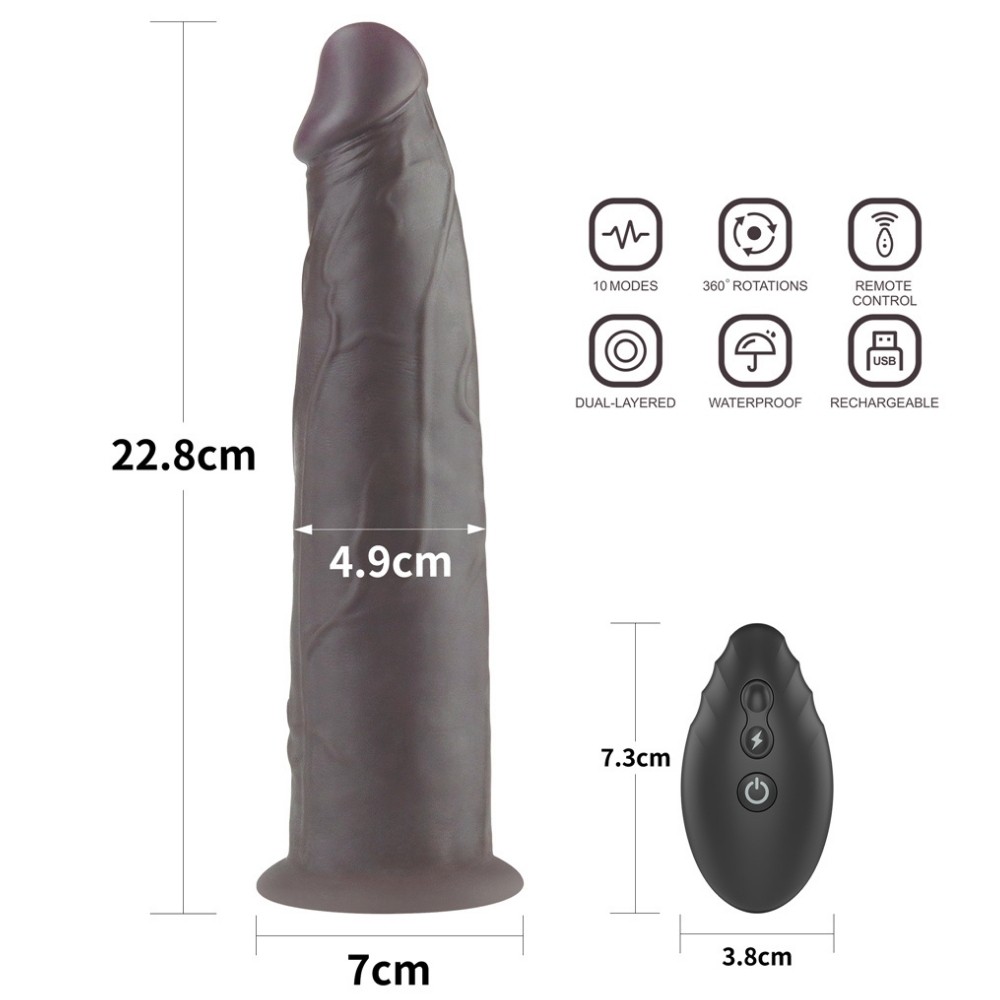 Lovetoy Dual Layered Platinum Silicone Black 22.8 Cm Titreşimli Realistik Penis