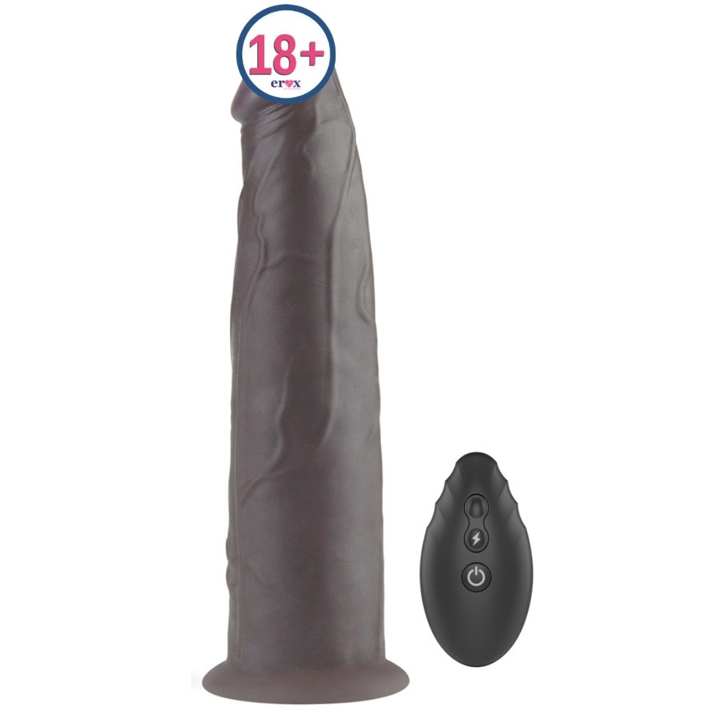 Lovetoy Dual Layered Platinum Silicone Black 22.8 Cm Titreşimli Realistik Penis