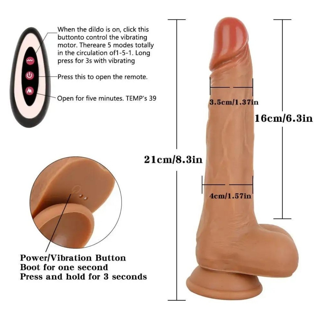 Dildo Series Marcelo İleri Geri Hareketli Realistik Titreşimli ve Isıtmalı Penis