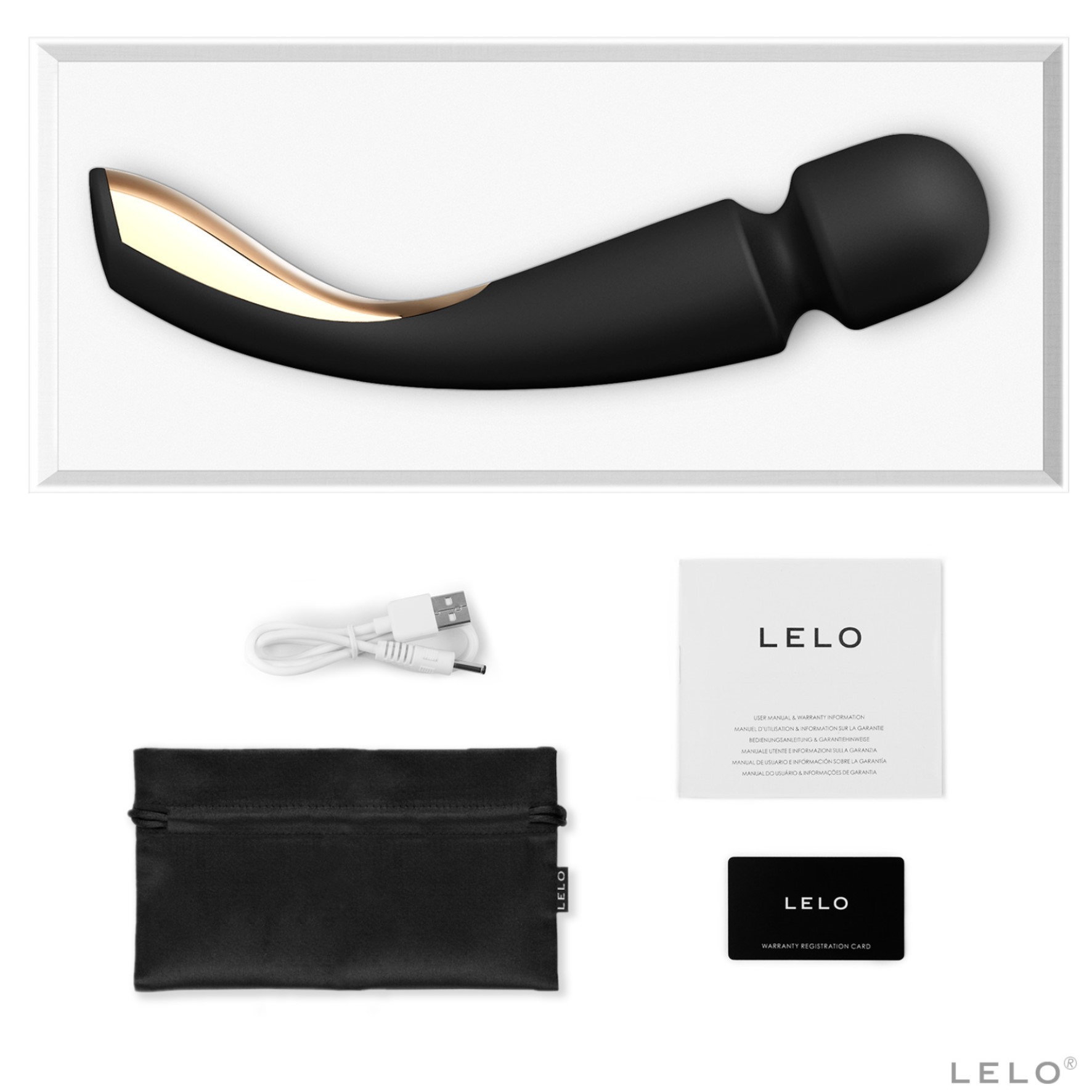 Lelo Smart Wand 2 Black Magic Massager Large Vibratör