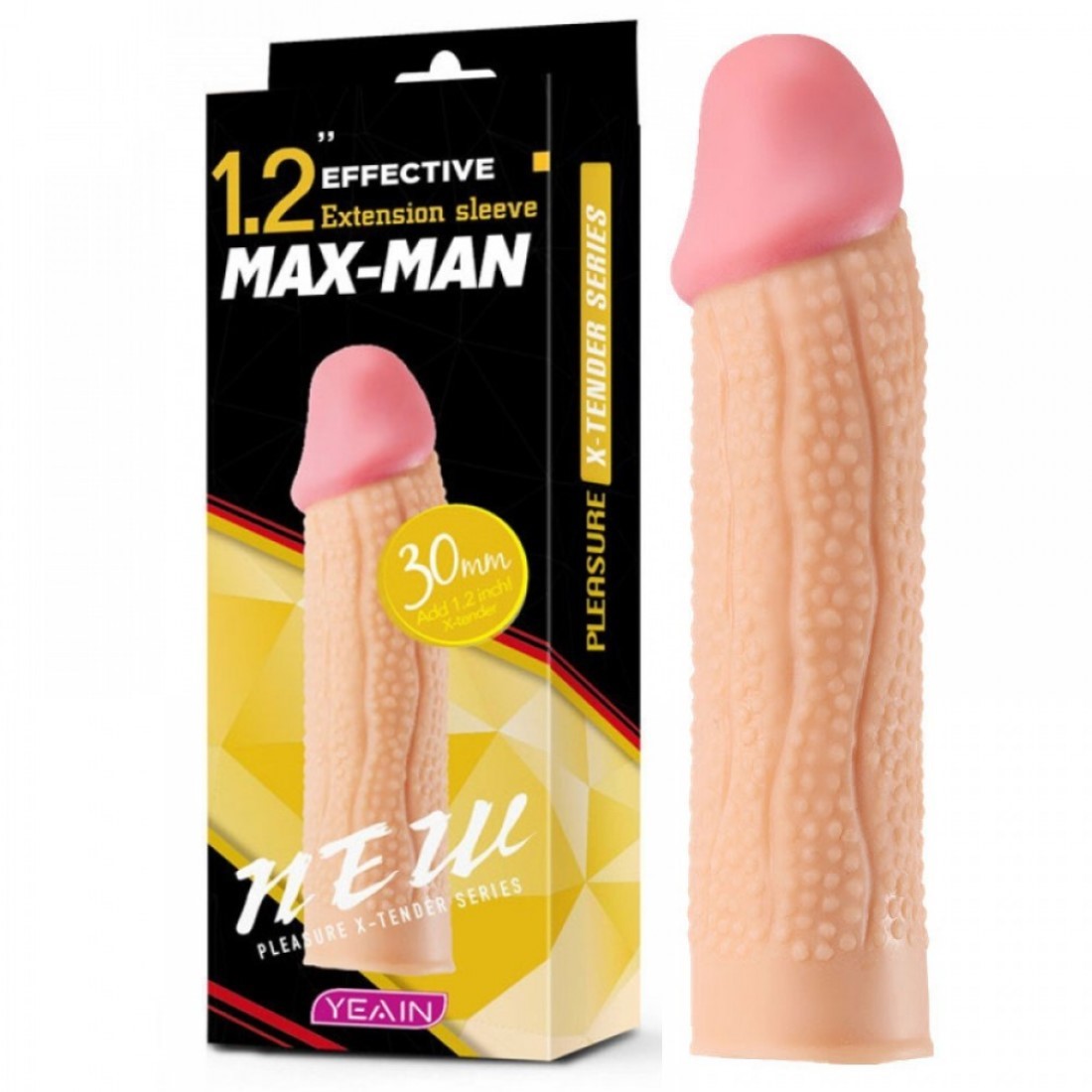 Yeain Max Man 3 cm Uzatmalı Tırtıklı Penis Kılıfı