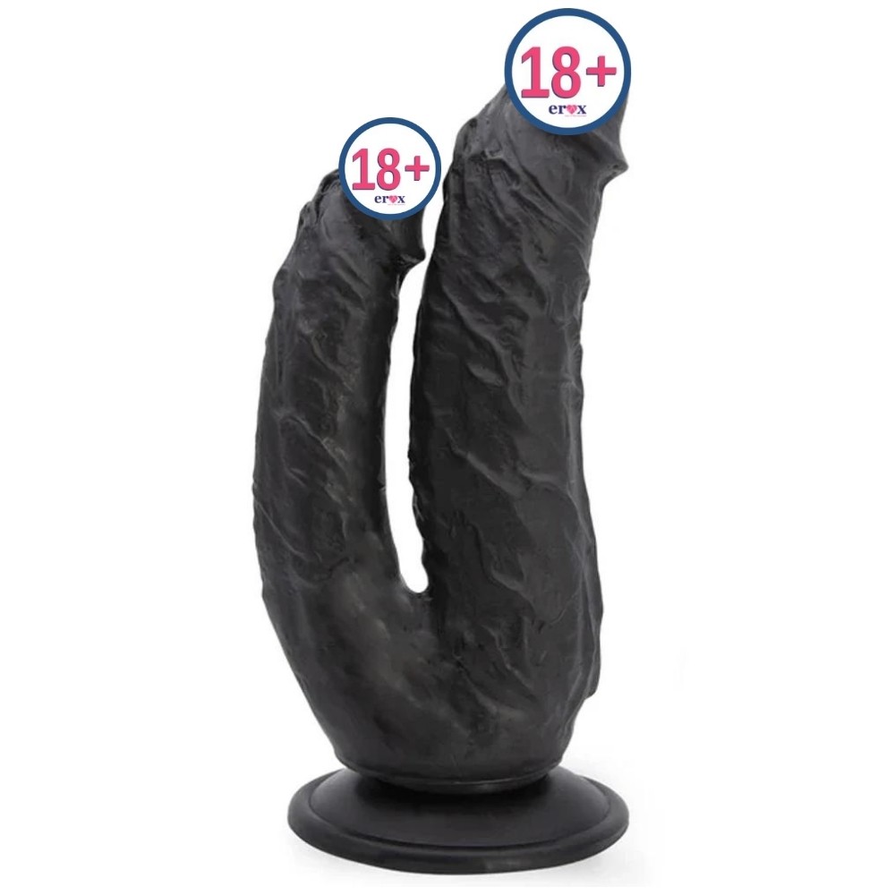 Dildo Series Lifelike G-Spot Anal ve Vajinal Çift Taraflı Realistik Penis - Black