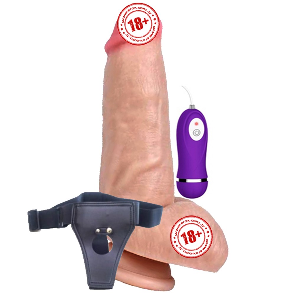 Shequ Red Eagle Strapon 16 cm Belden Bağlamalı Titreşimli Realistik Penis