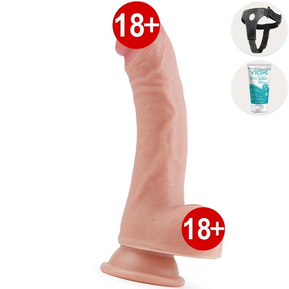 Özel Et Dokulu Strapon 20 cm Kemerli Penis