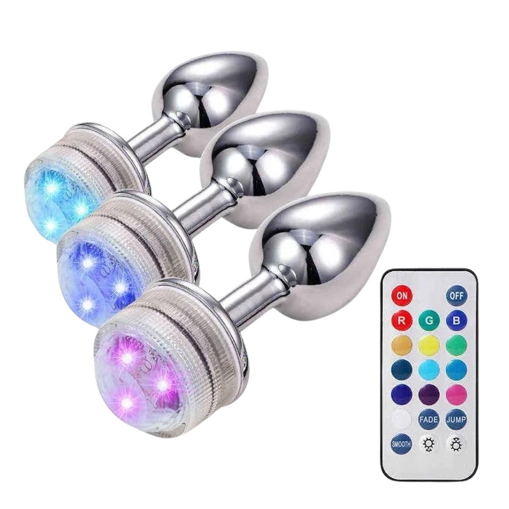 Erox Remote Control Uzaktan Kumandalı Led Işıklı Metal Anal Plug Large