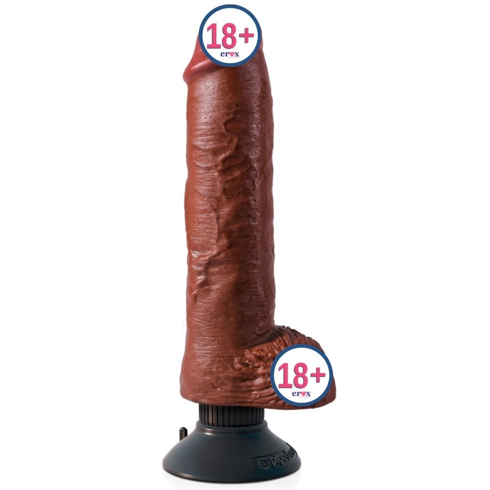 Pipedream King Cock 10 İnch Vibrating Cock With Balls Titreşimli Penis - Brown