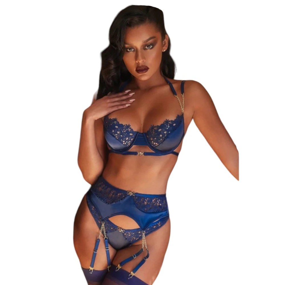 Erox Fantasy New Dreams Jartiyerli Sütyen Külot Takımı - Blue