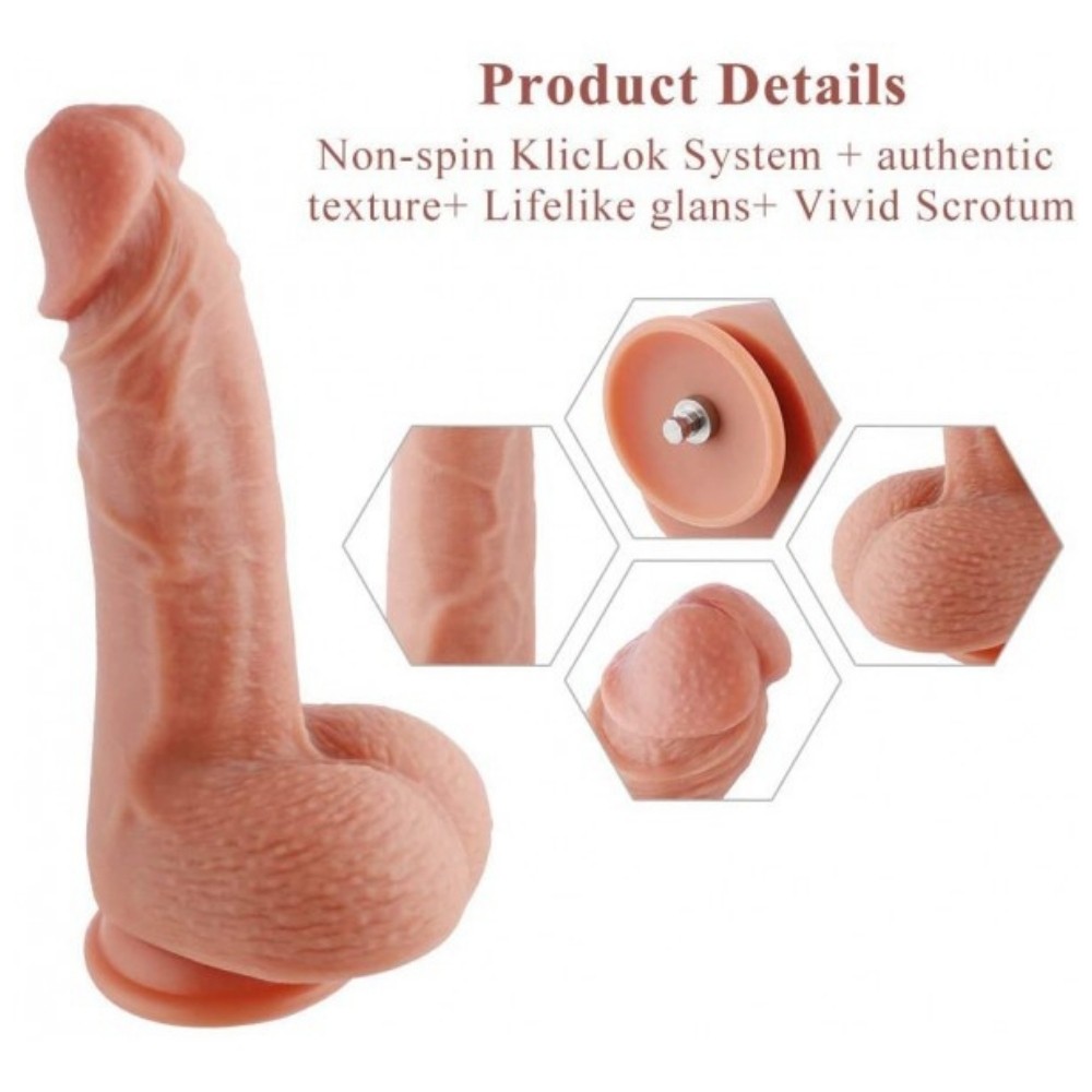 Hismith Sex Machine Dildo KlicLok Natural Dokulu Titreşimli Realistik Penis